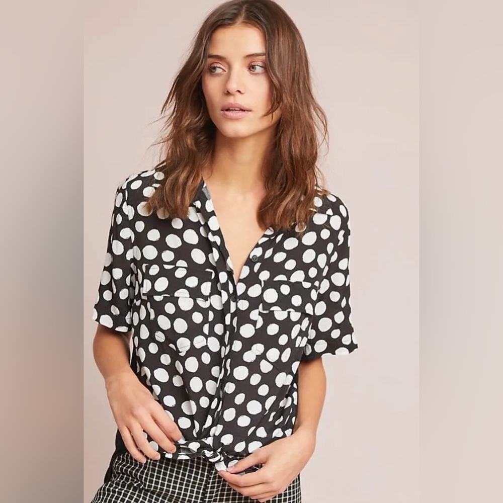 Anthropologie Porridge Bergen Polka Dot Buttondown Shirt